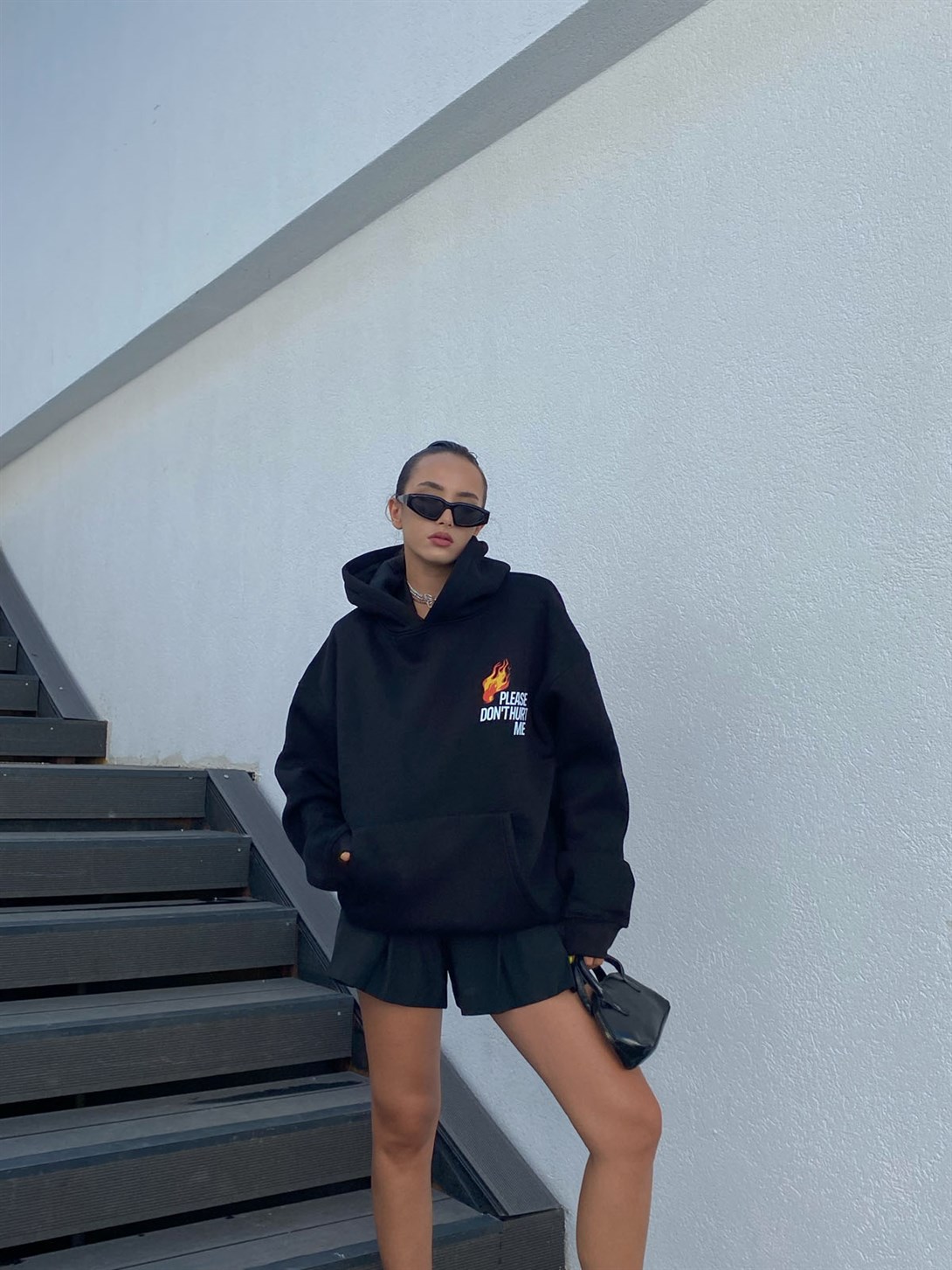 Trendiz Please Dont Hurt Me Unisex Sweatshirt Hoodie Siyah