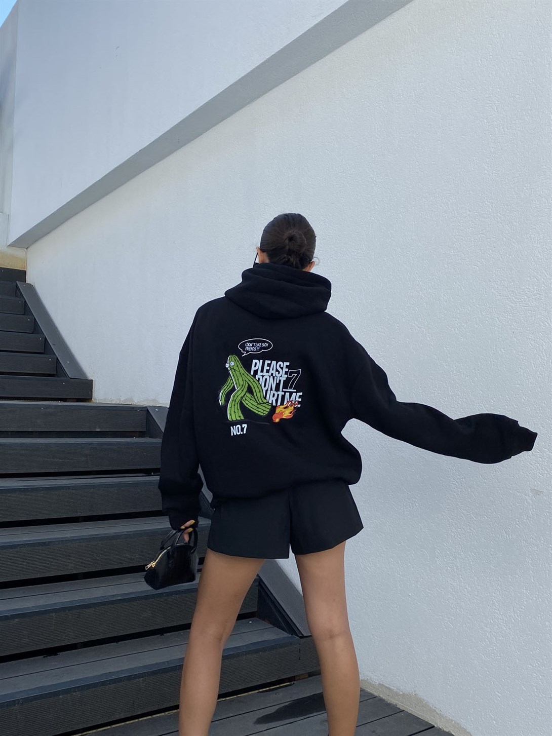 Trendiz Please Dont Hurt Me Unisex Sweatshirt Hoodie Siyah