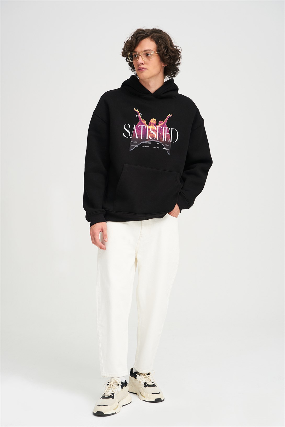 Trendiz Satisfied Unisex Sweatshirt Hoodie Siyah