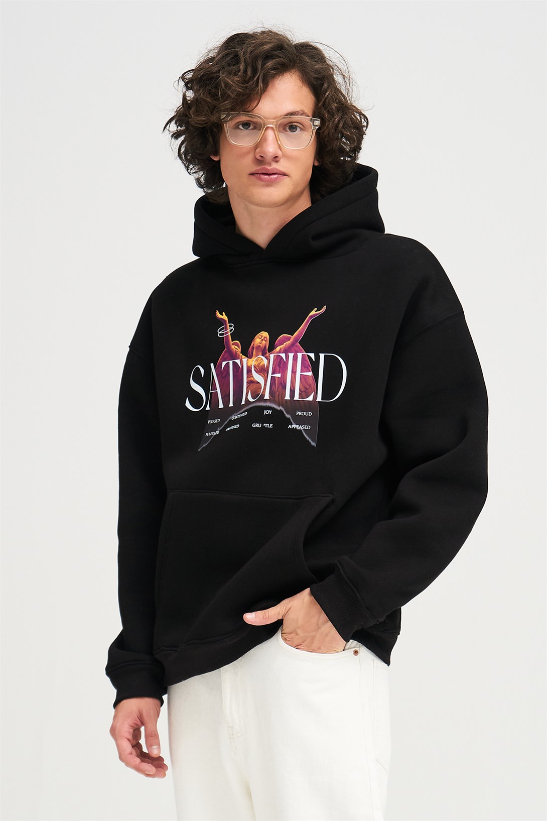 Trendiz Satisfied Unisex Sweatshirt Hoodie Siyah