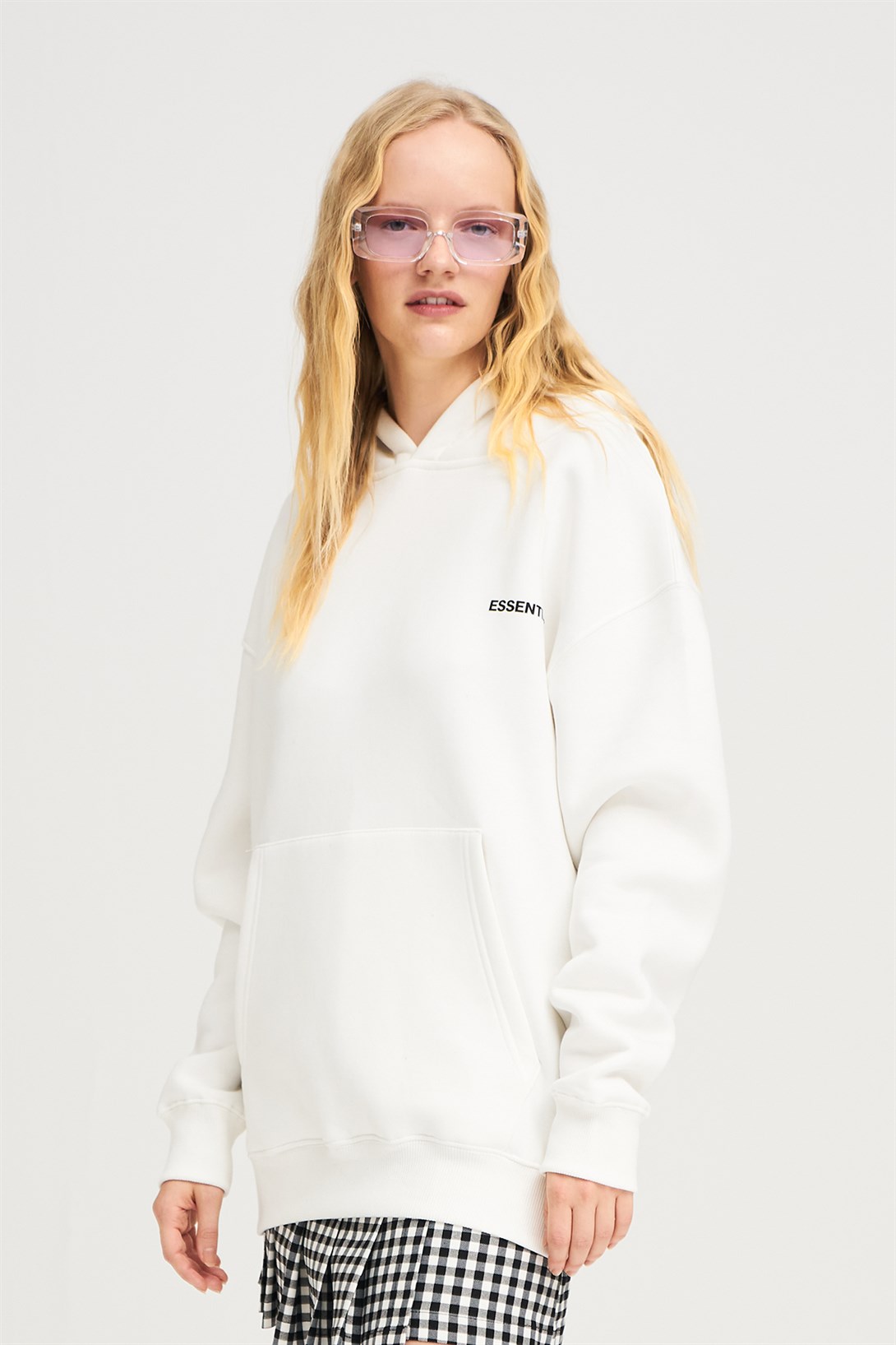 Trendiz Unisex 303 Essential Sweatshirt Hoodie Beyaz