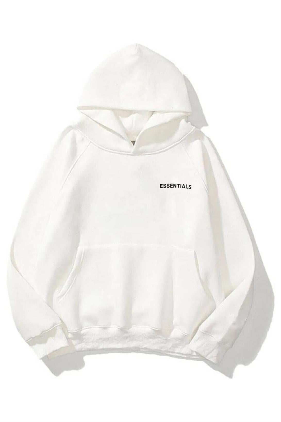 Trendiz Unisex 303 Essentials v2 Sweatshirt Hoodie Beyaz