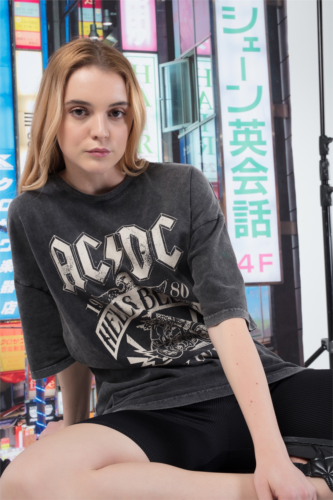 Trendiz Kadın Ac/Dc Tshirt Antrasit