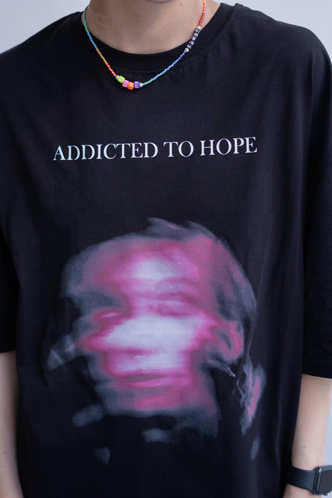 Trendiz Unisex Addicted to Hope Tshirt Siyah