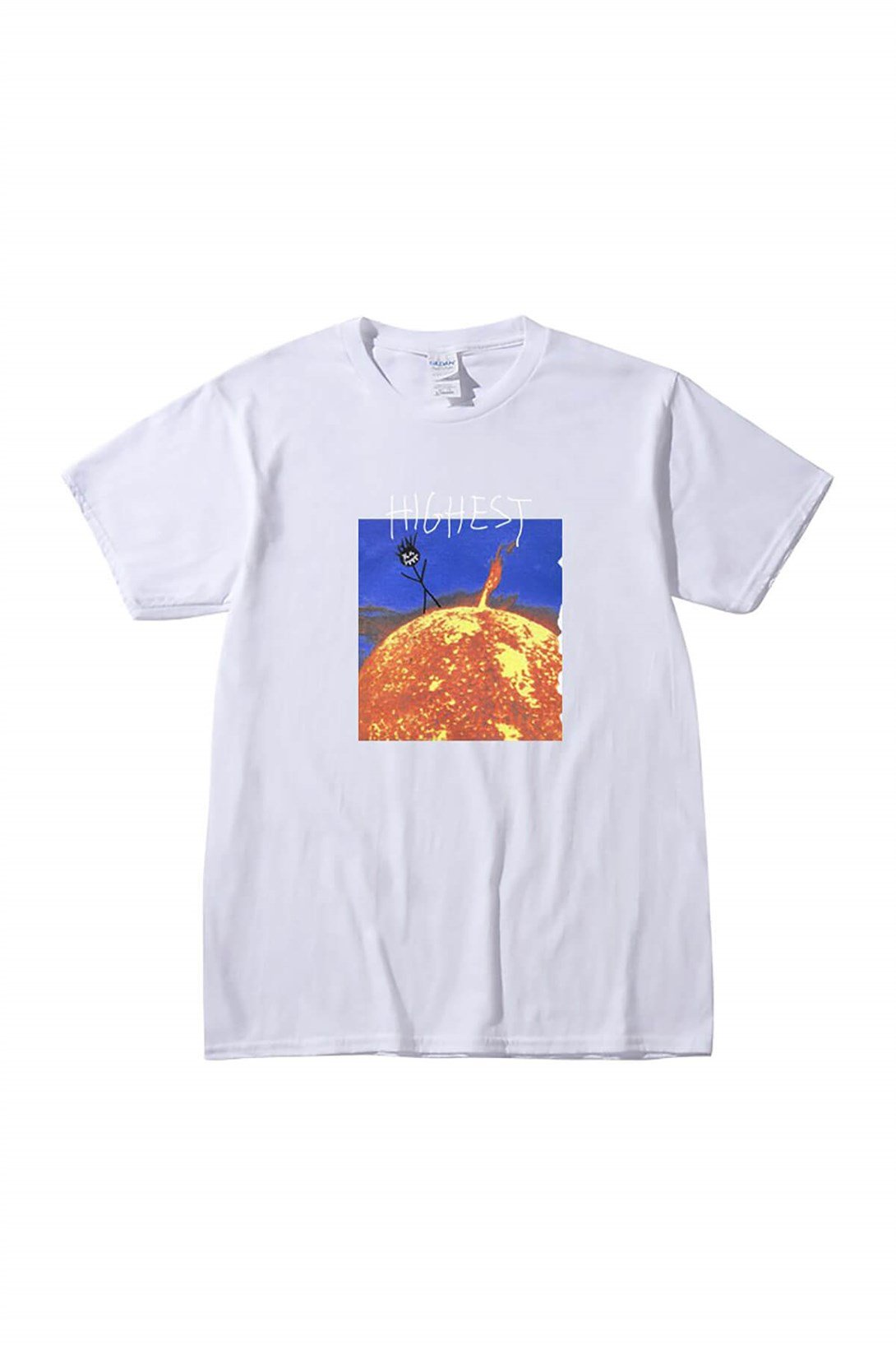 Trendiz Unisex Baskılı Hıghest Oversize Tshirt Beyaz