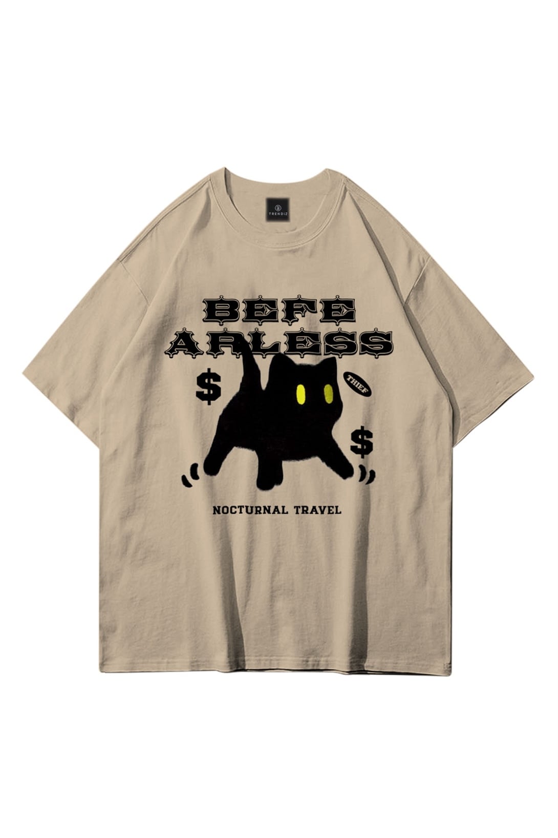 Trendiz Unisex Befearless Cat Taş Tshirt