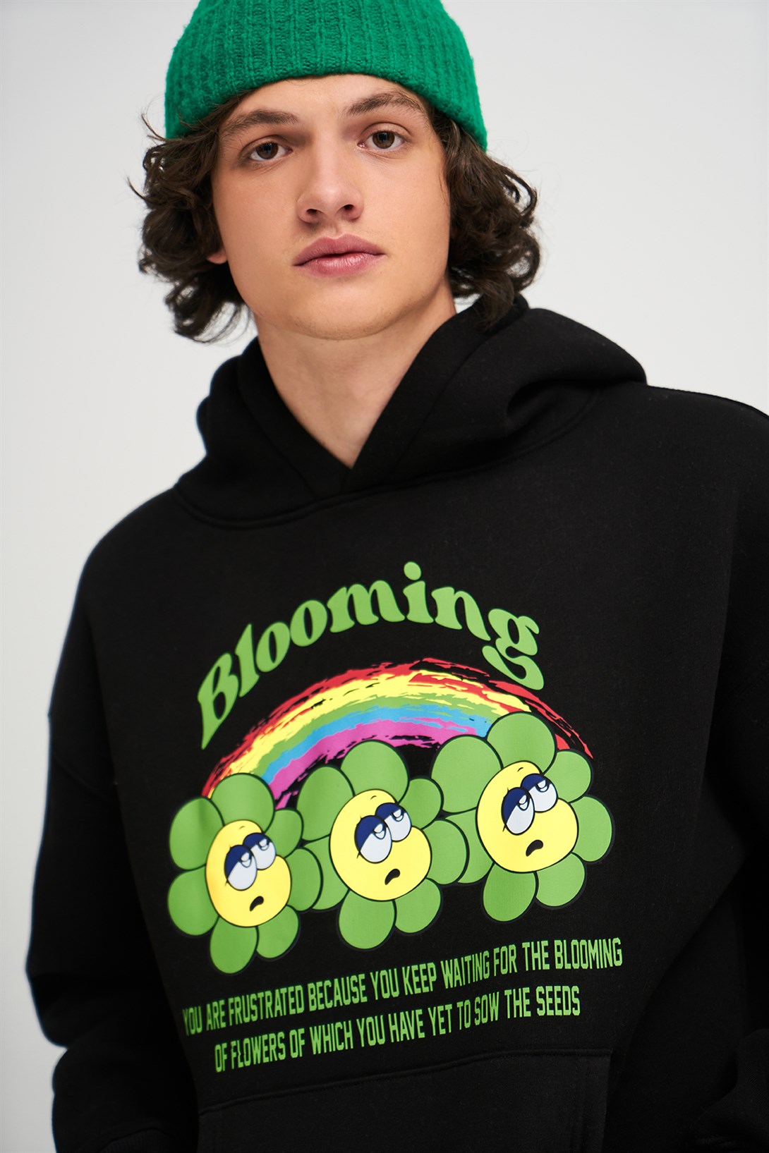 Trendiz Unisex Blooming Sweatshirt Hoodie Siyah