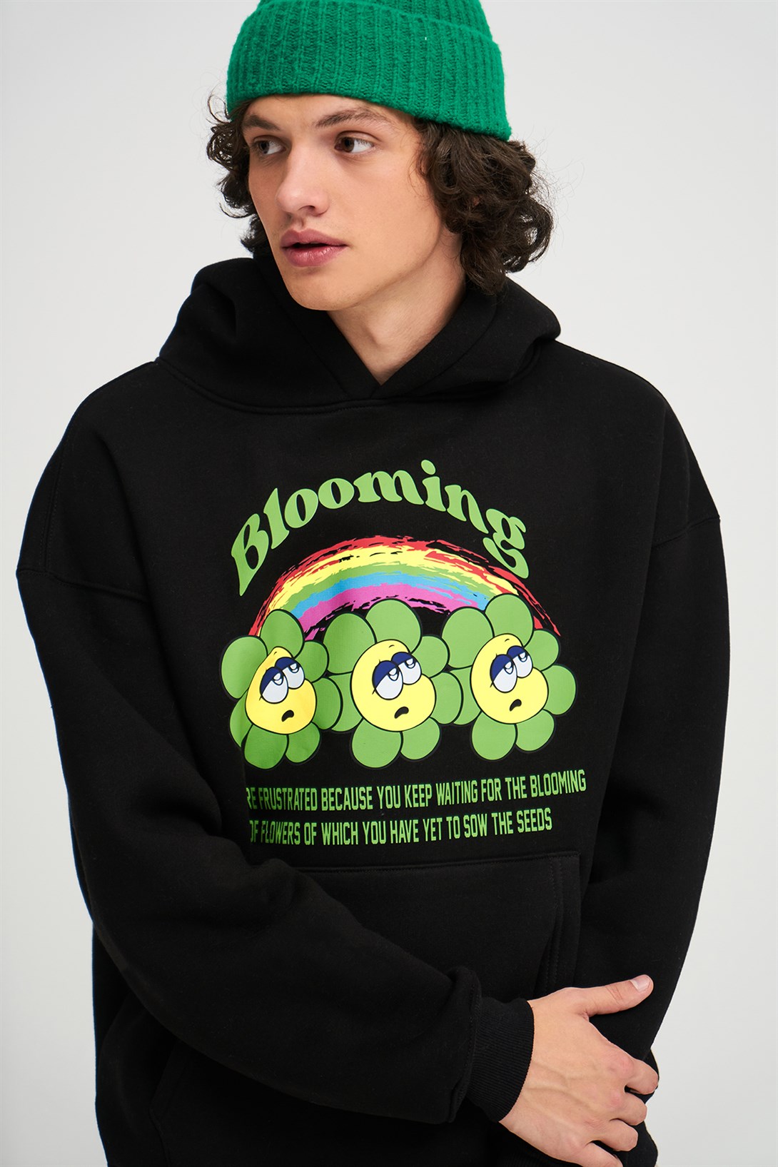 Trendiz Unisex Blooming Sweatshirt Hoodie Siyah