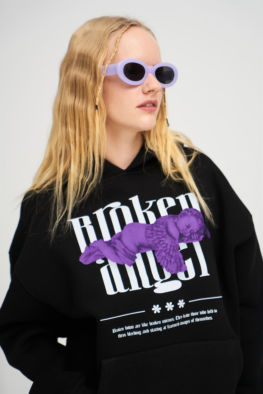 Trendiz Unisex Broken Angel Sweatshirt Hoodie Siyah