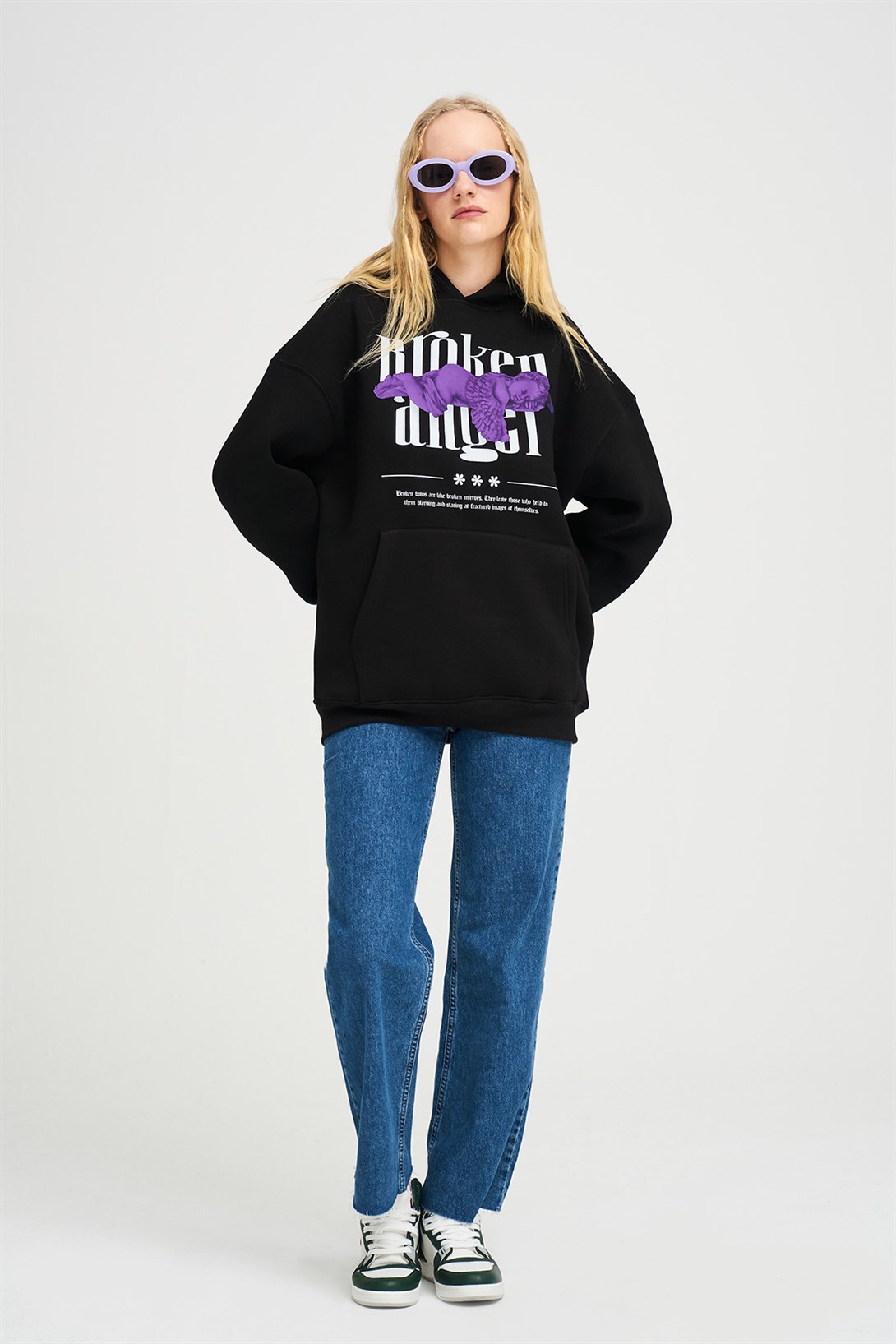 Trendiz Unisex Broken Angel Sweatshirt Hoodie Siyah