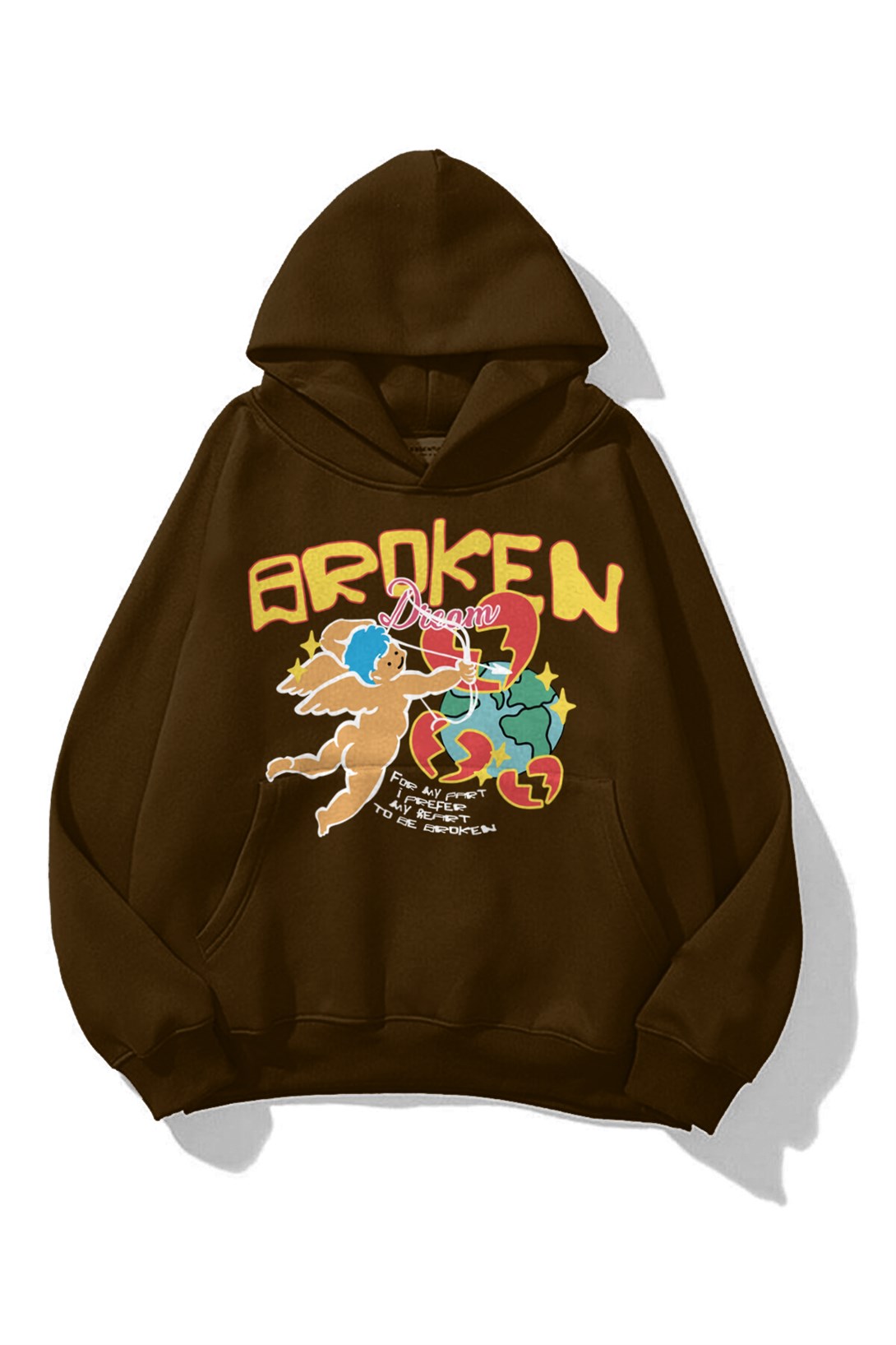 Trendiz Unisex Broken Dreams Sweatshirt Hoodie Kahverengi