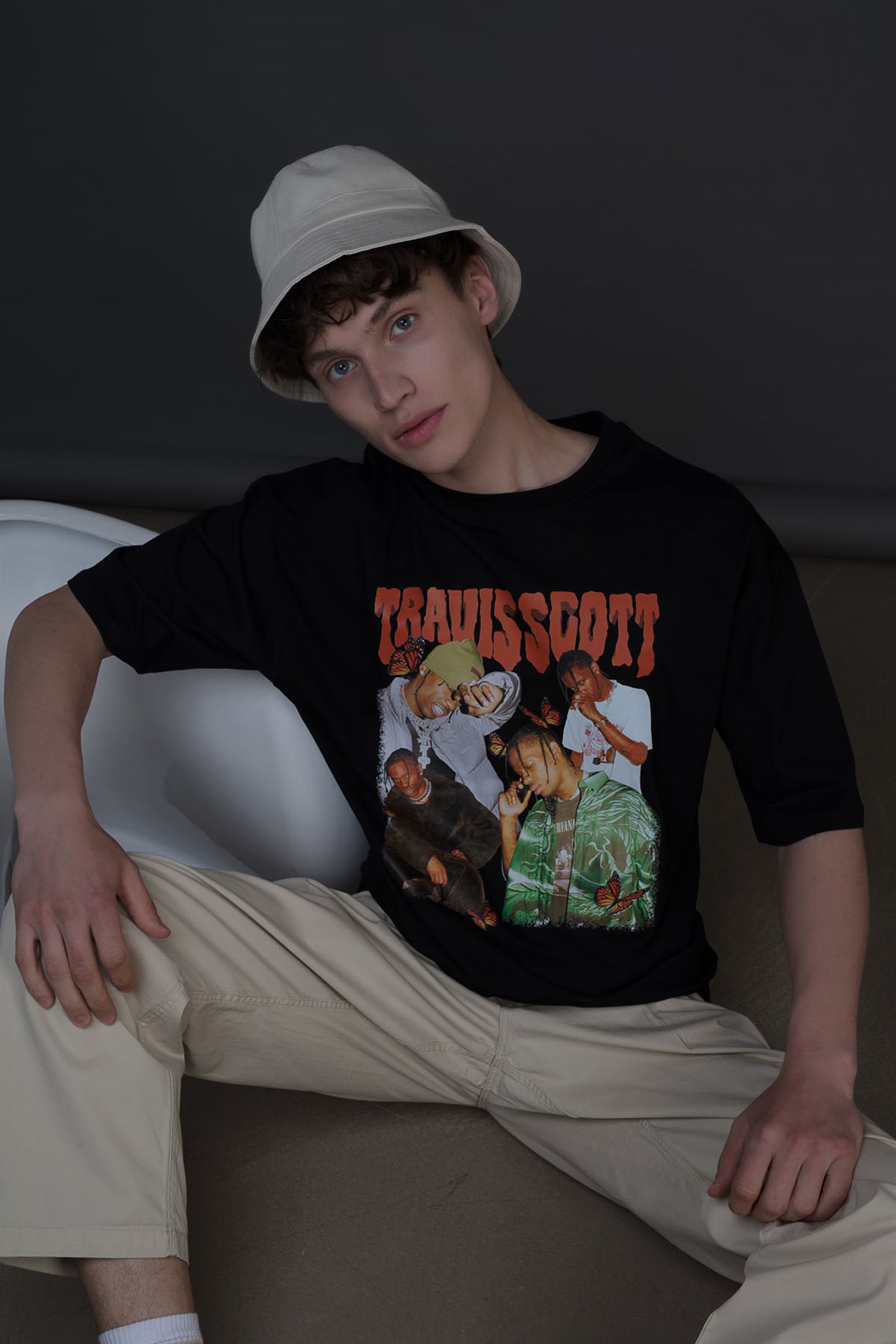 Trendiz Unisex Butterfly Travis Scott Siyah Tshirt