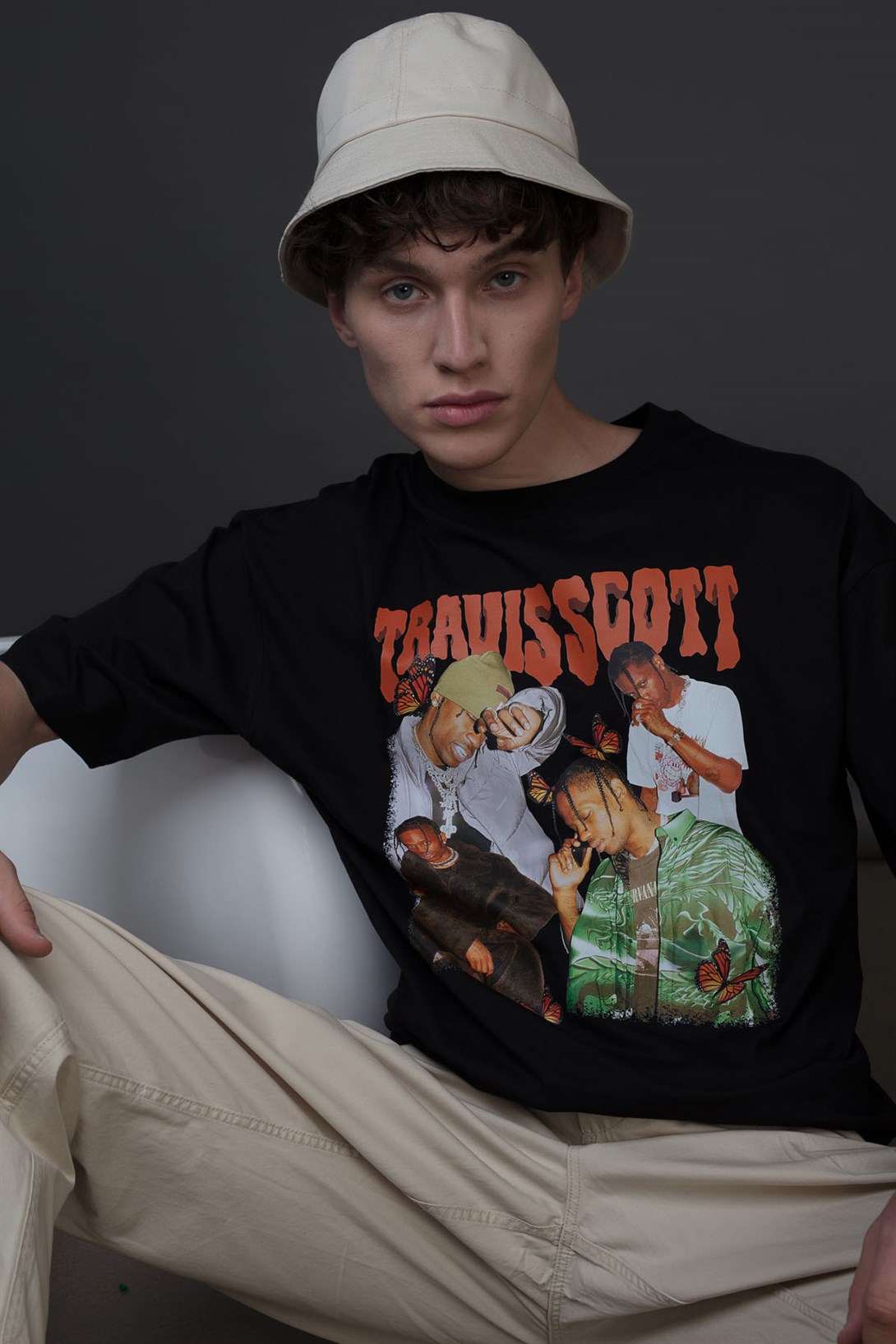 Trendiz Unisex Butterfly Travis Scott Siyah Tshirt