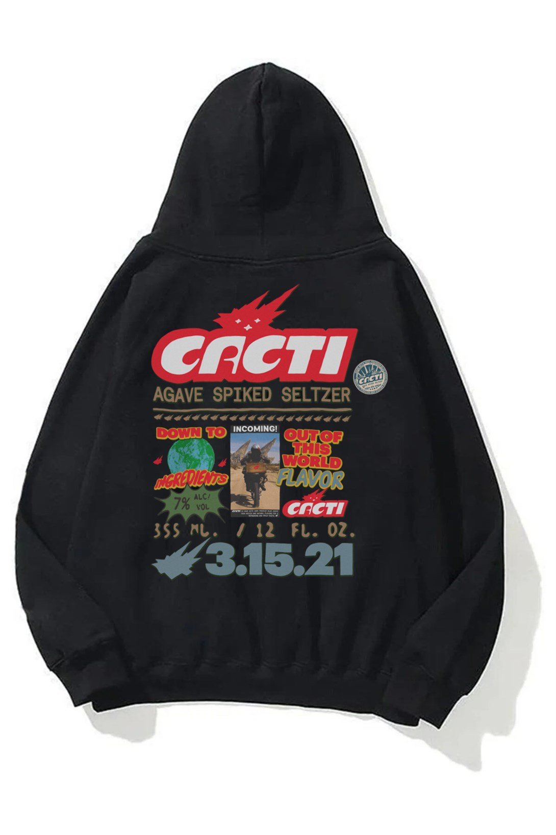 Trendiz Unisex Cacti Sweatshirt Hoodie Siyah