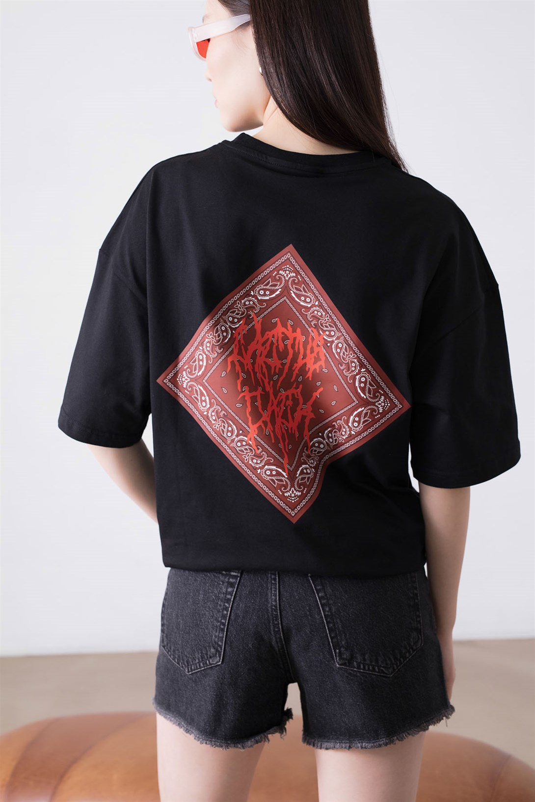 Trendiz Unisex Cactus Jack Bandana Siyah Tshirt