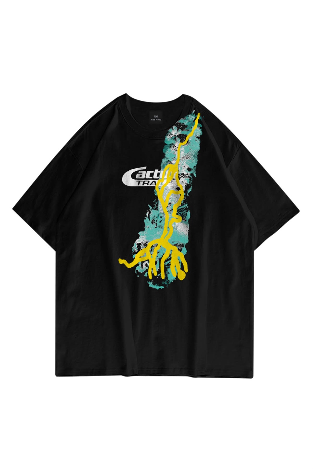 Trendiz Unisex Cactus Trails Siyah Tshirt