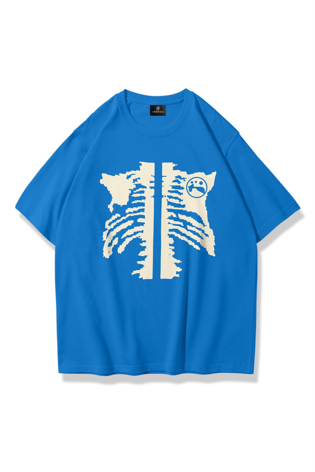 Trendiz Unisex Cage Y2K Tshirt Mavi