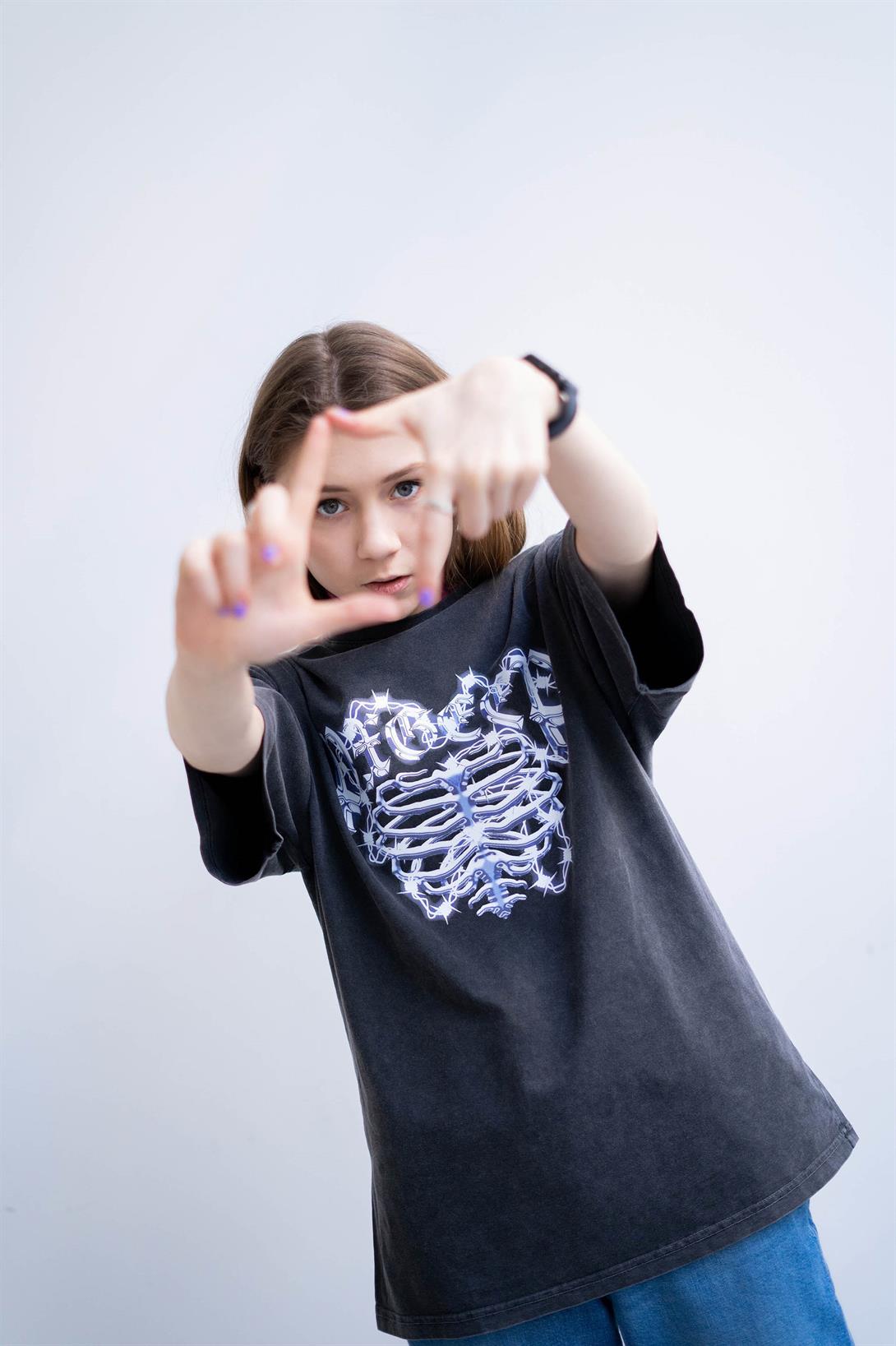 Trendiz Unisex Cage Yıkamalı Antasit Tshirt