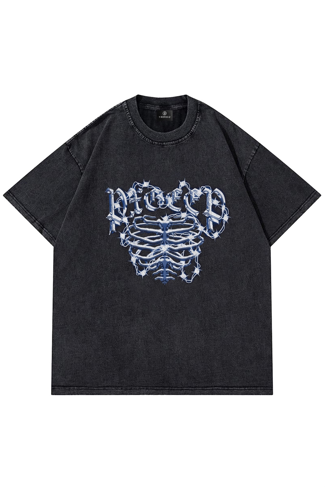 Trendiz Unisex Cage Yıkamalı Antasit Tshirt