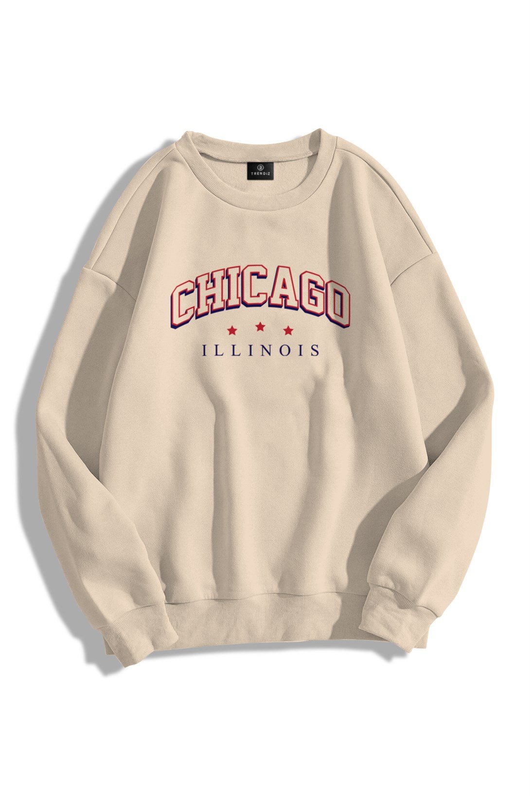 Trendiz Unisex Chicago İllinois Bisiklet Yaka Sweatshirt Hoodie