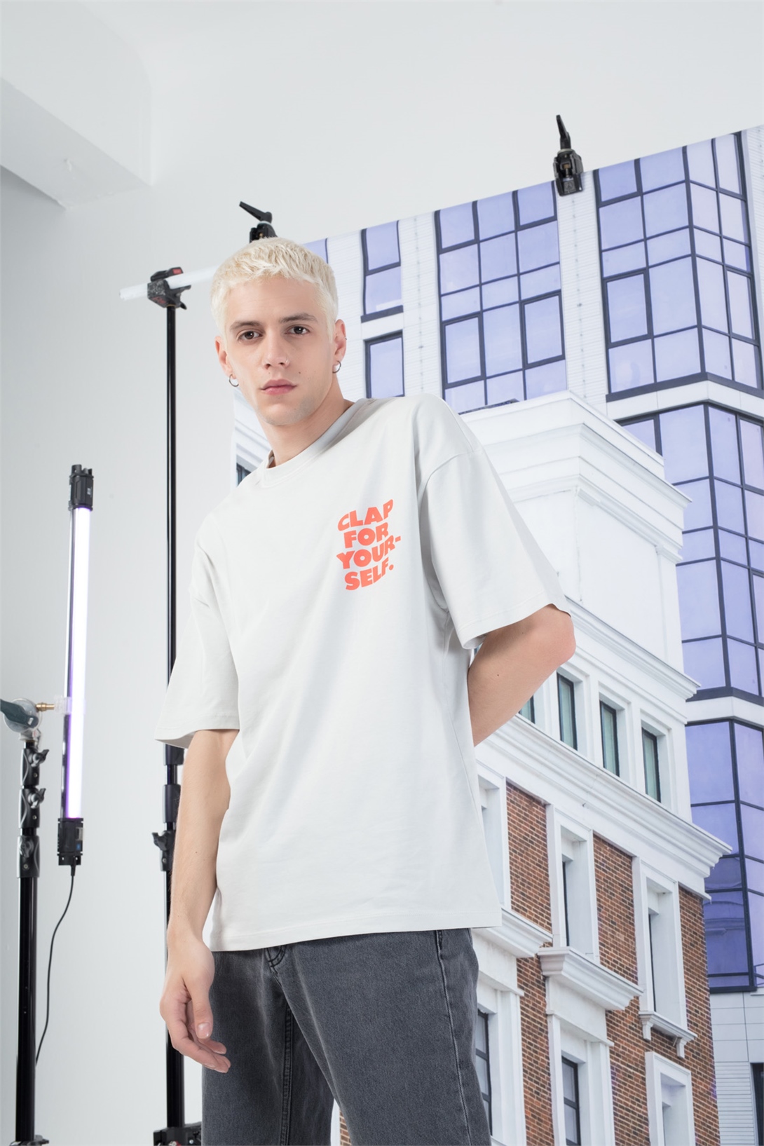 Trendiz Erkek Clap Tshirt Taş Rengi