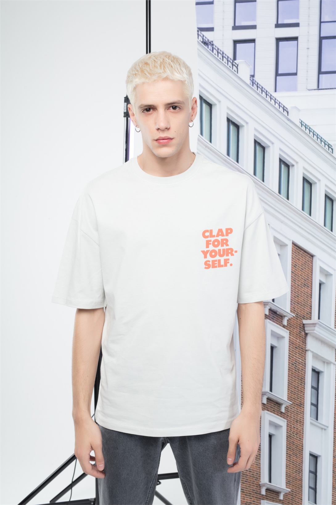 Trendiz Erkek Clap Tshirt Taş Rengi