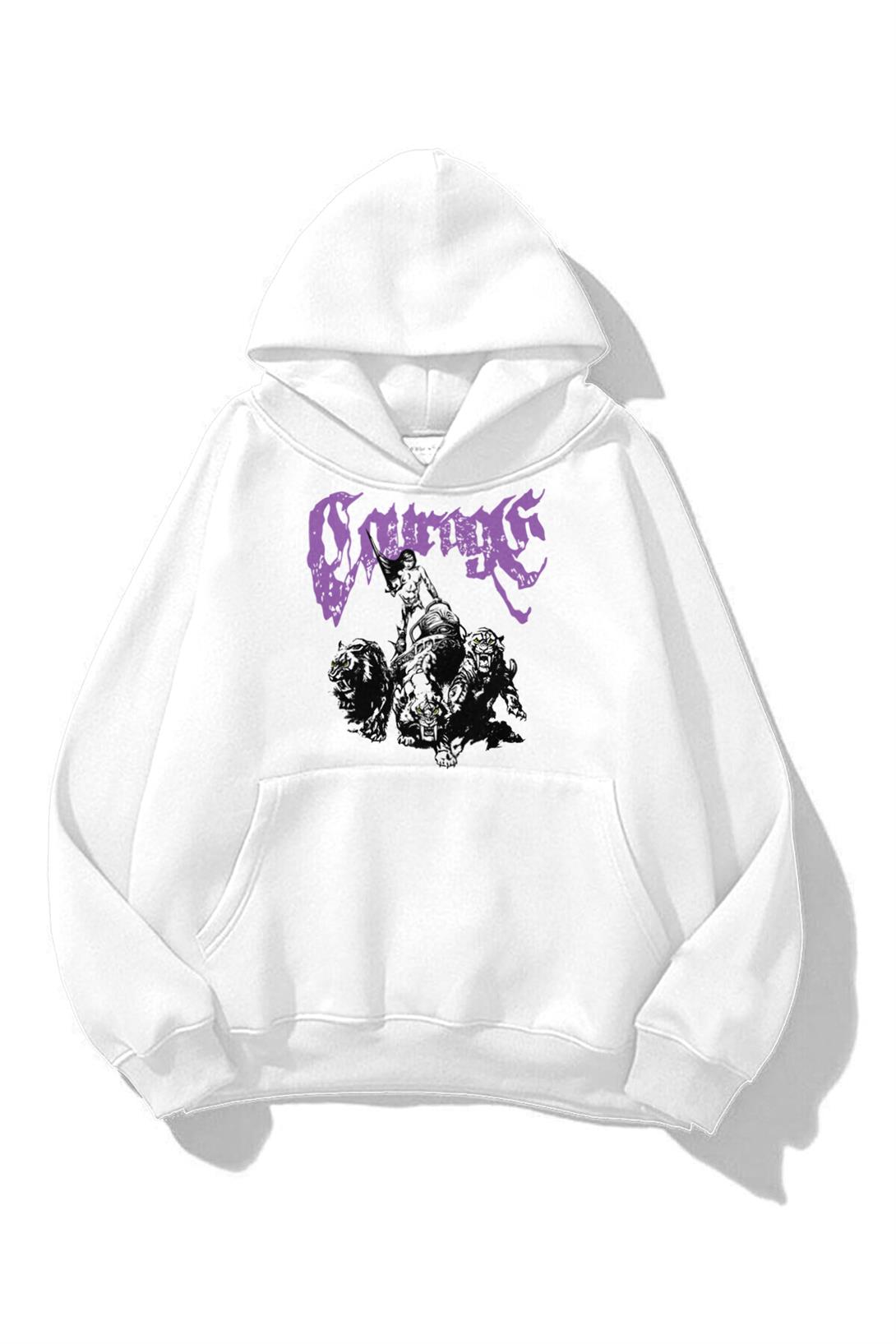 Trendiz Unisex Courage Sweatshirt Hoodie Beyaz