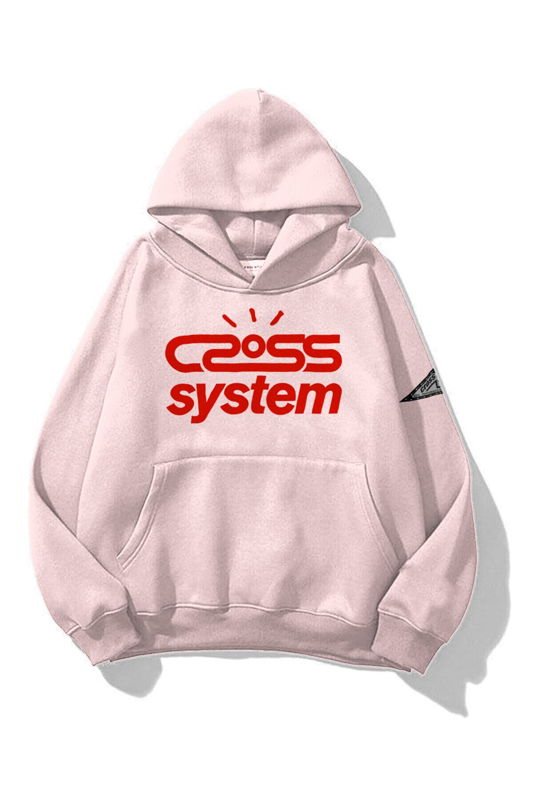Trendiz Unisex Cross System Sweatshirt Hoodie Pembe