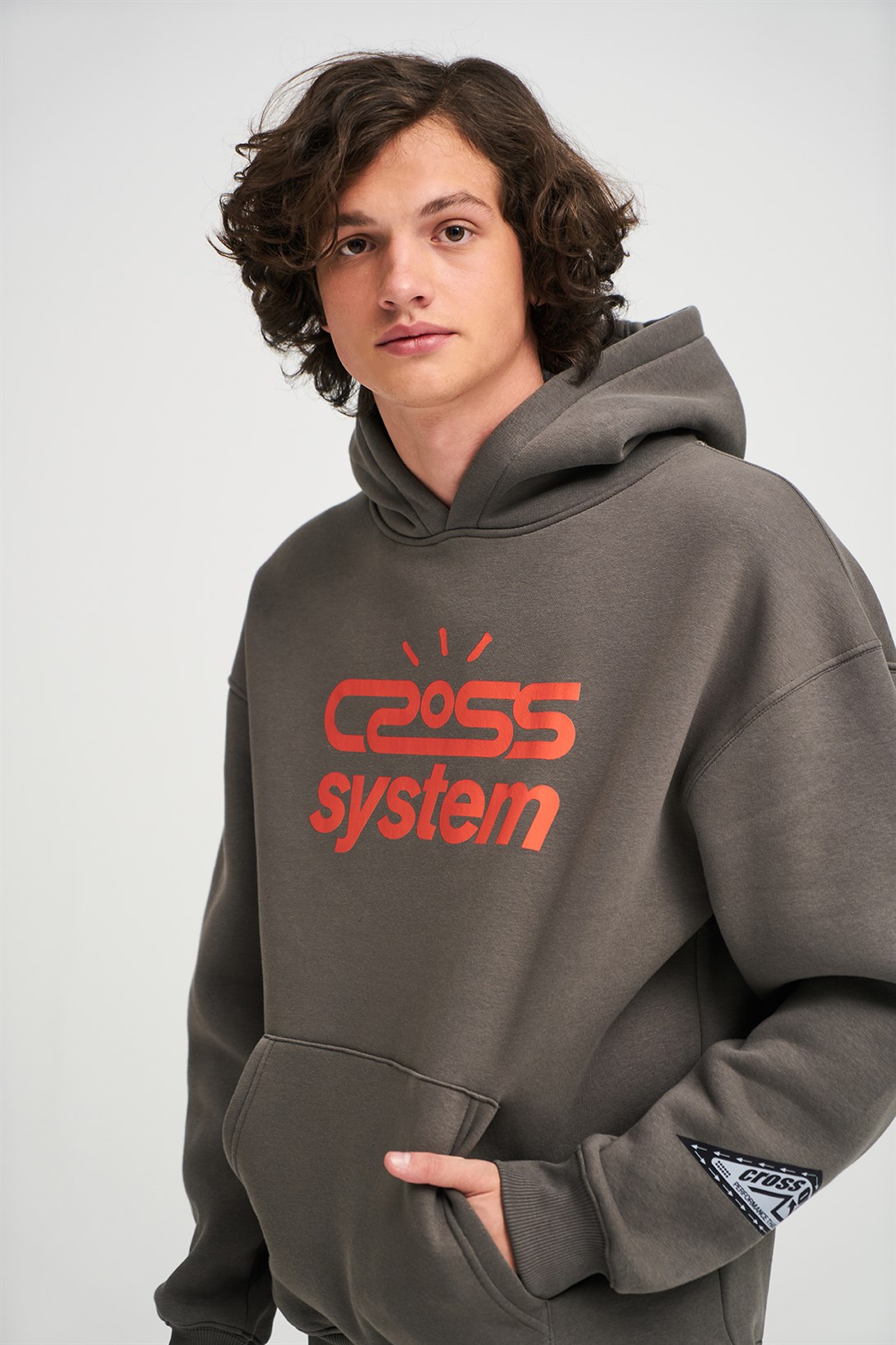 Trendiz Unisex Cross System Sweatshirt Hoodie Antrasit