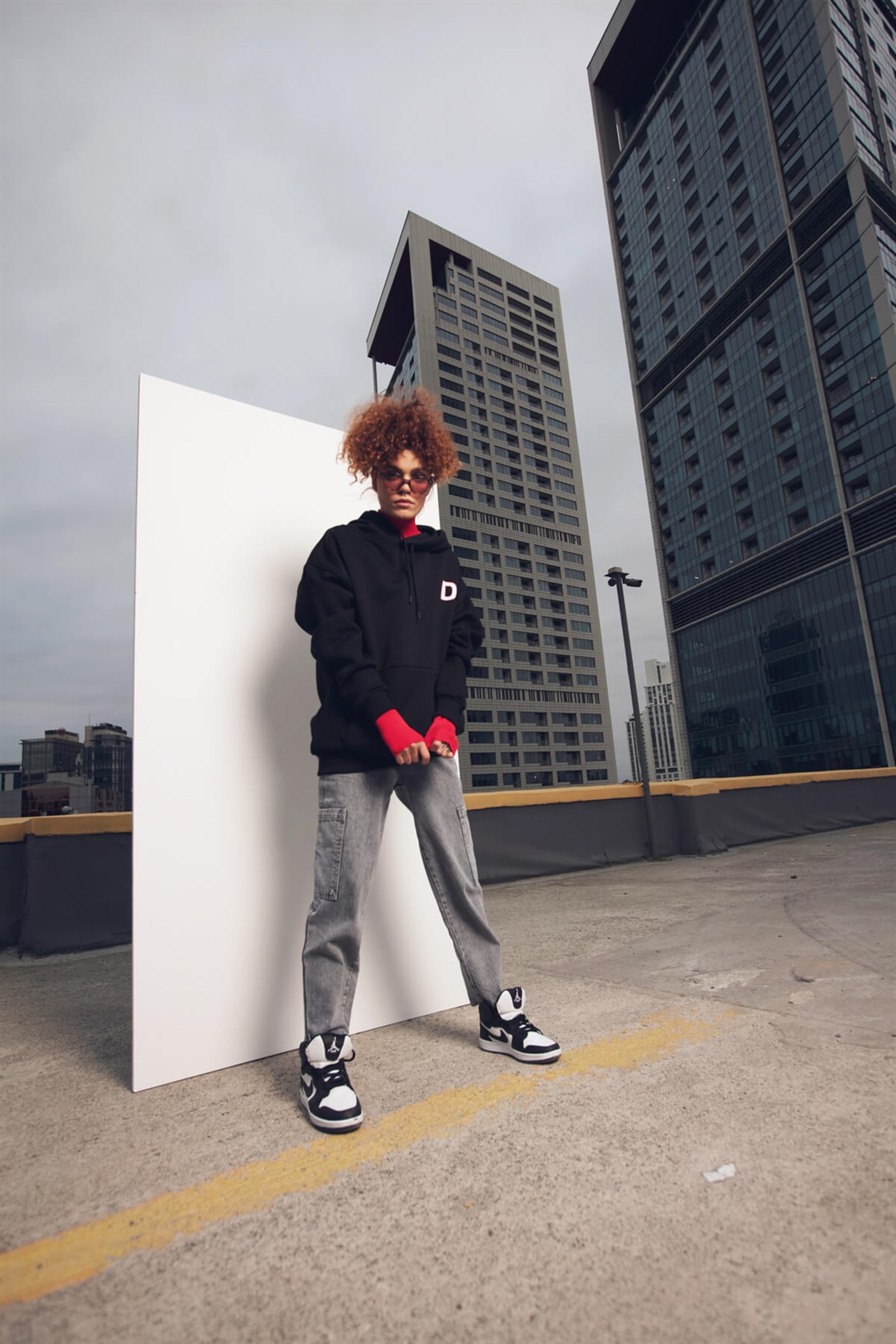 Trendiz Unisex D Harfli Siyah Sweatshirt Hoodie