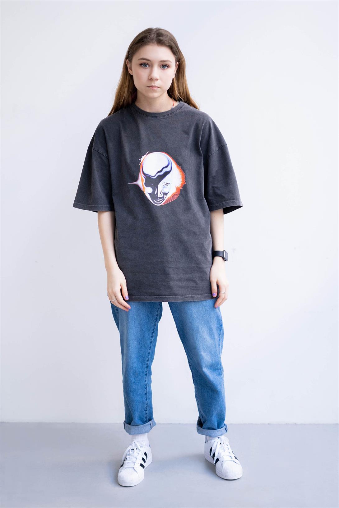 Trendiz Unisex Dawn Fm The Weeknd Yıkamalı Antasit Tshirt