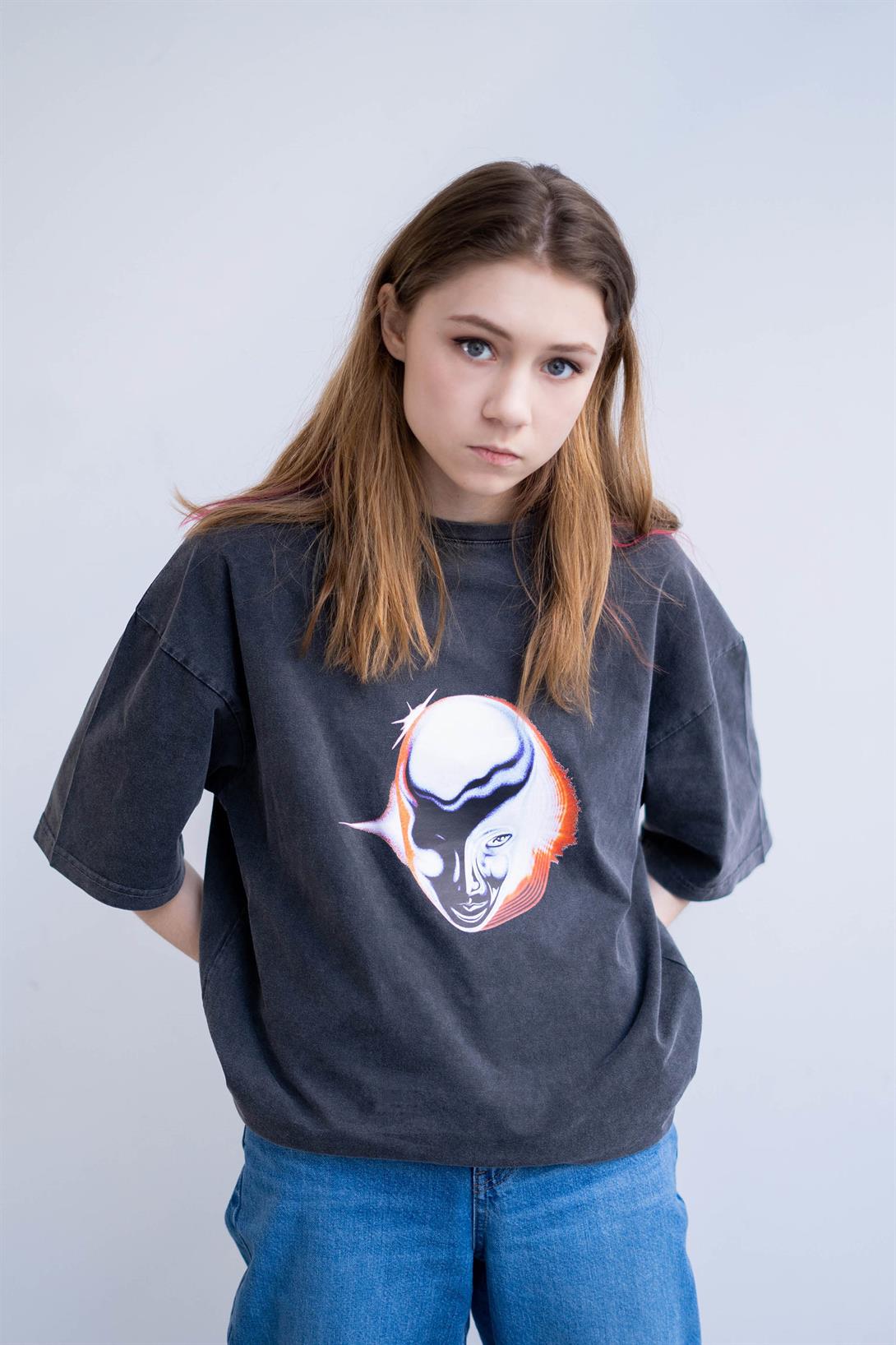 Trendiz Unisex Dawn Fm The Weeknd Yıkamalı Antasit Tshirt