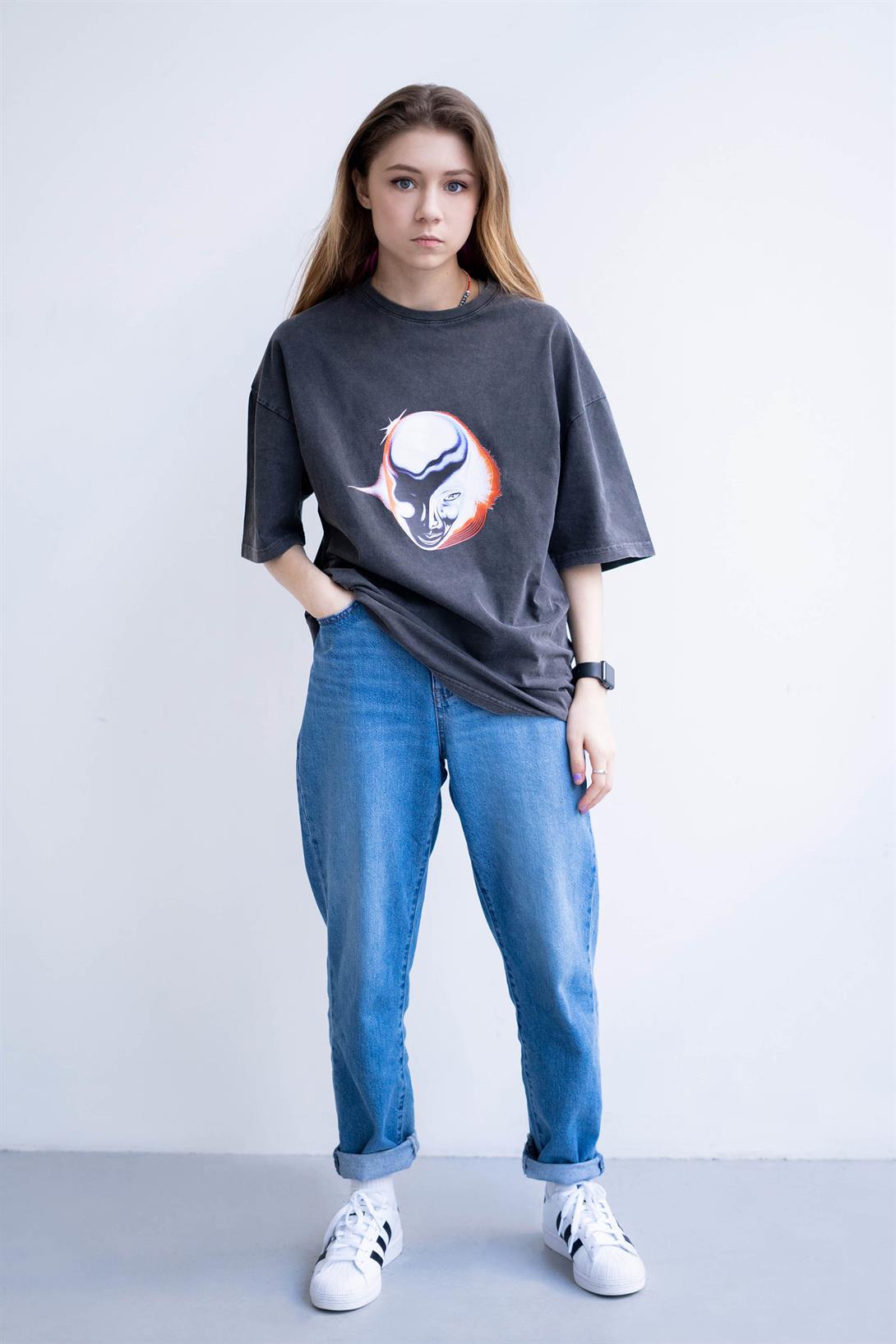 Trendiz Unisex Dawn Fm The Weeknd Yıkamalı Antasit Tshirt