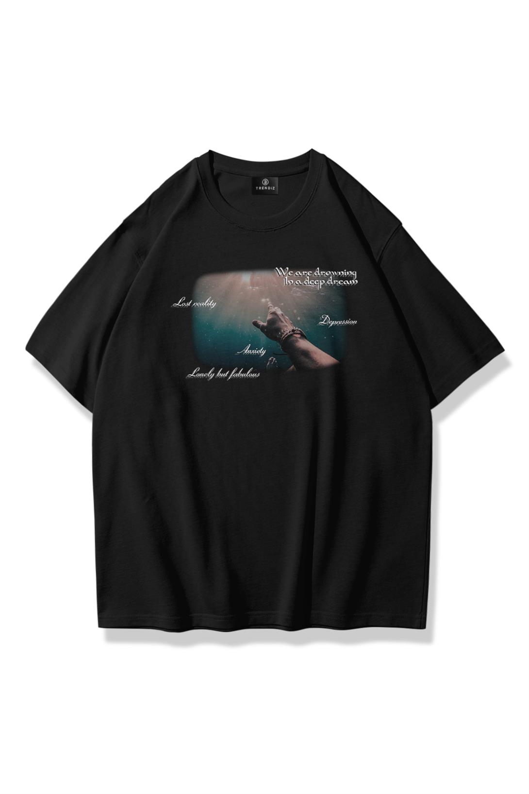 Trendiz Unisex Deep Dream Tshirt Siyah