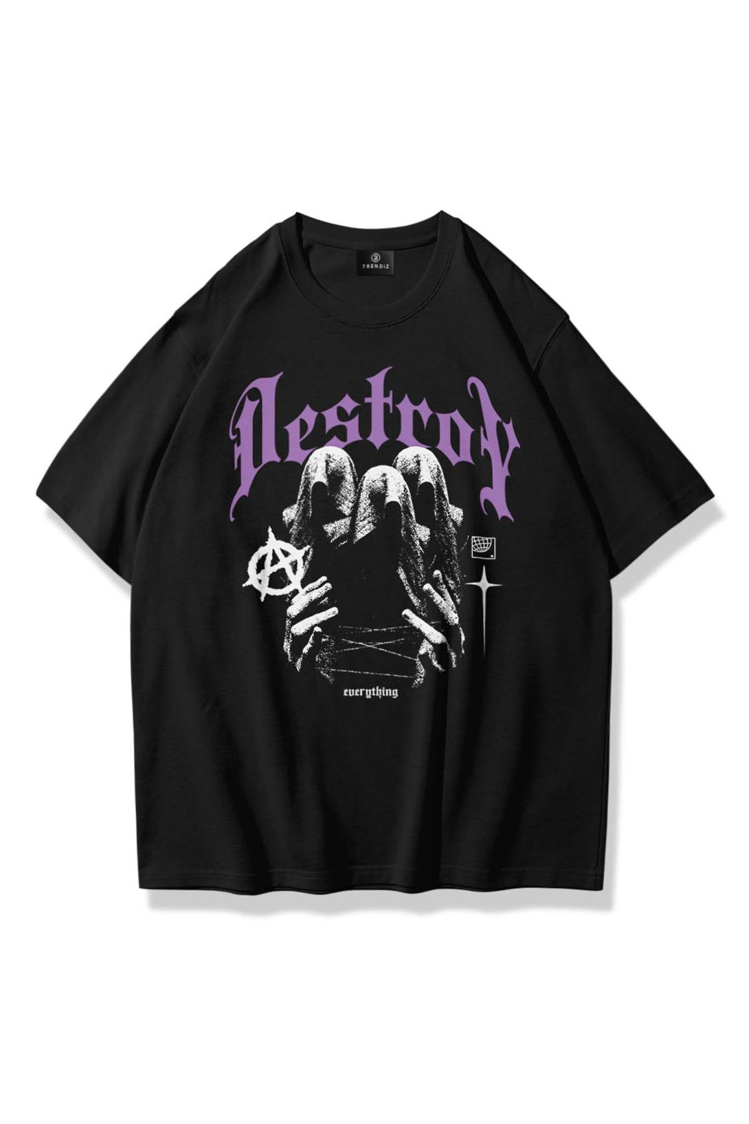 Trendiz Unisex Destroy Tshirt Siyah