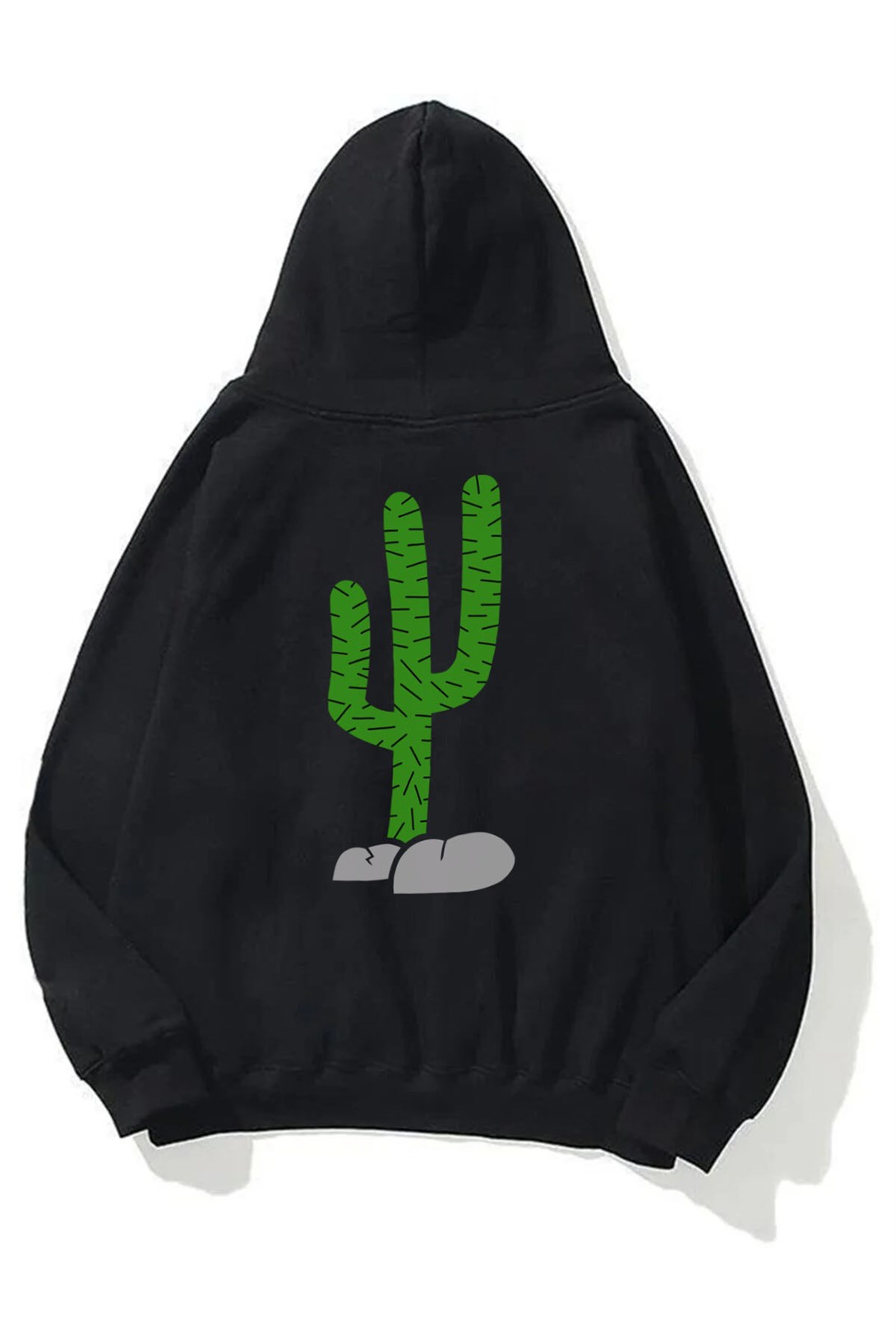 Trendiz Unisex Dikenli Cactus Travis Scott Sweatshirt Hoodie Siyah