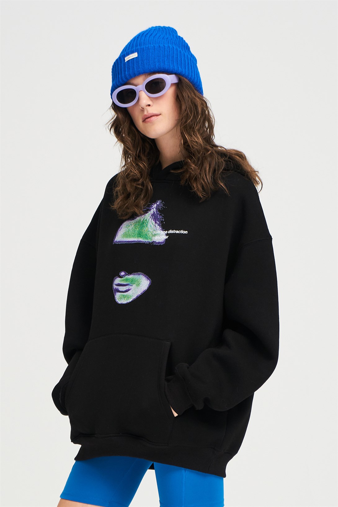 Trendiz Unisex Distraction Sweatshirt Hoodie Siyah