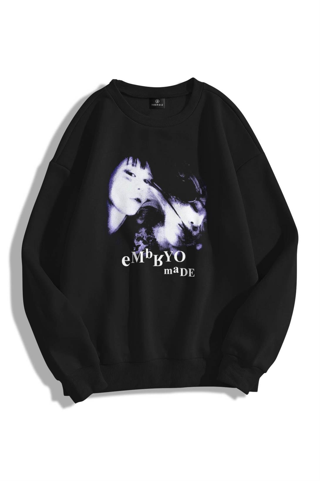Trendiz Unisex Embryo by Bisiklet Yaka Sweatshirt Hoodie Siyah