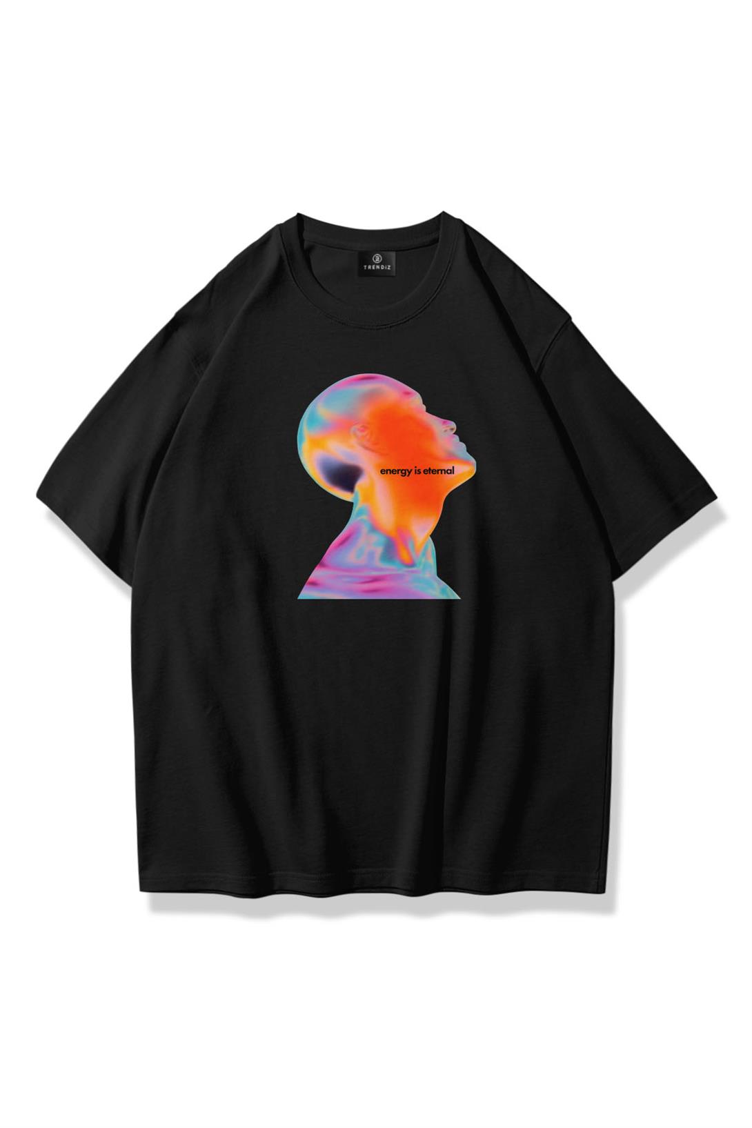 Trendiz Unisex Energy is Eternal Tshirt Siyah
