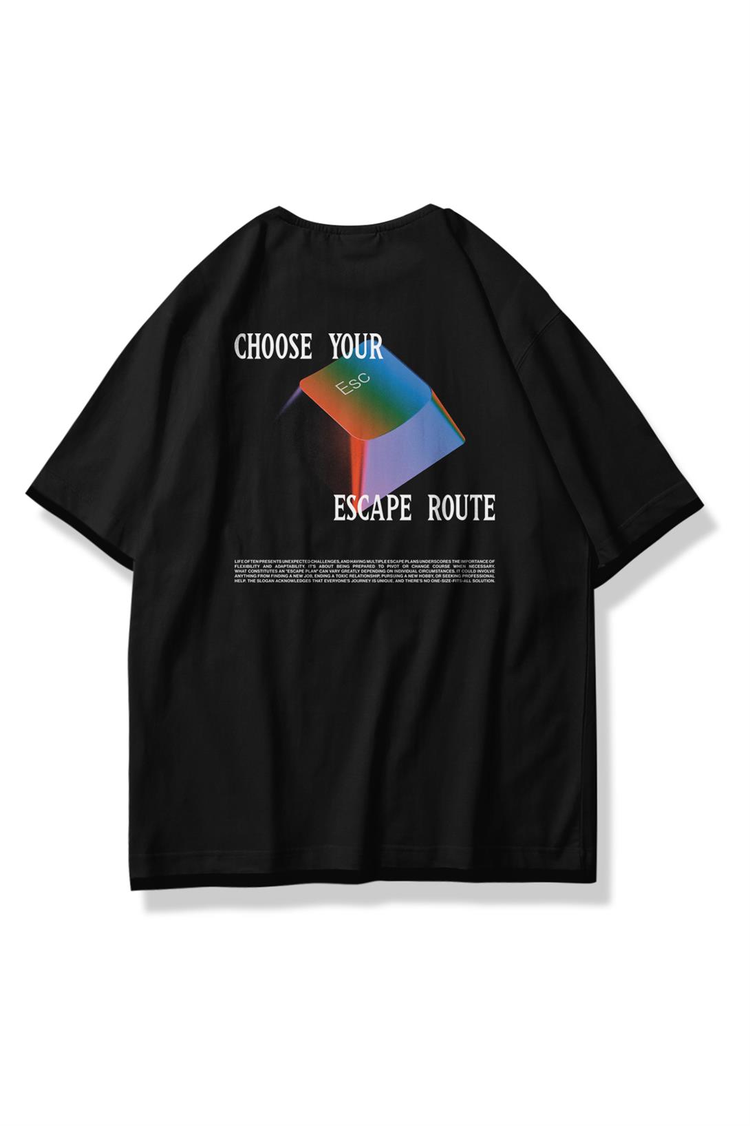 Trendiz Unisex Escape Route Tshirt Siyah