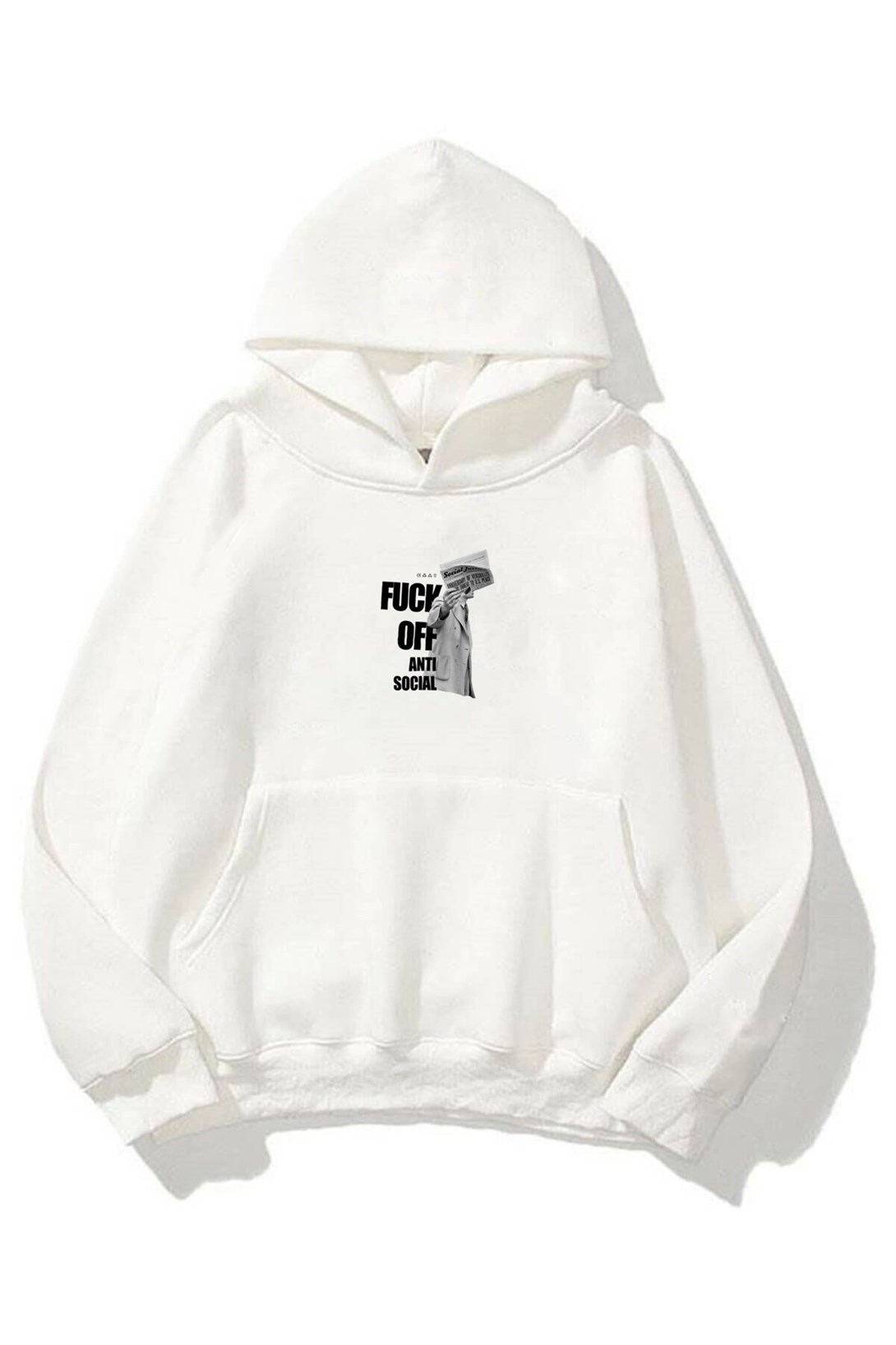 Trendiz Unisex F Off Anti Social Sweatshirt Hoodie Beyaz