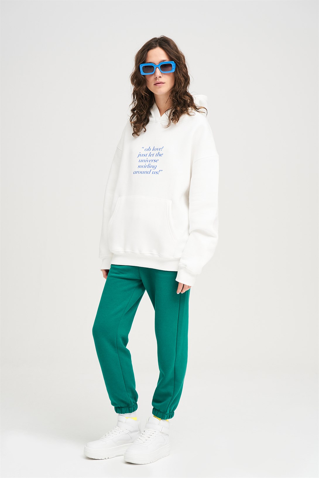 Trendiz Unisex Fall İn Love Sweatshirt Hoodie Beyaz