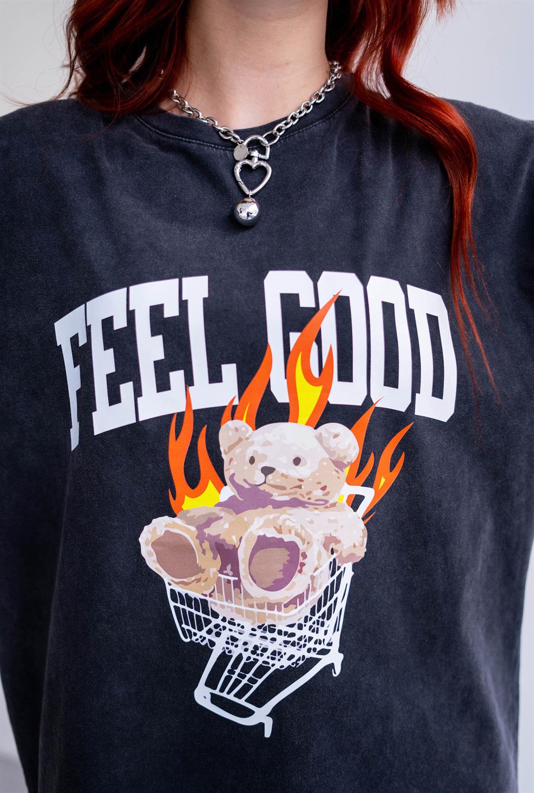 Trendiz Unisex Feel Good Yıkamalı Antasit Tshirt