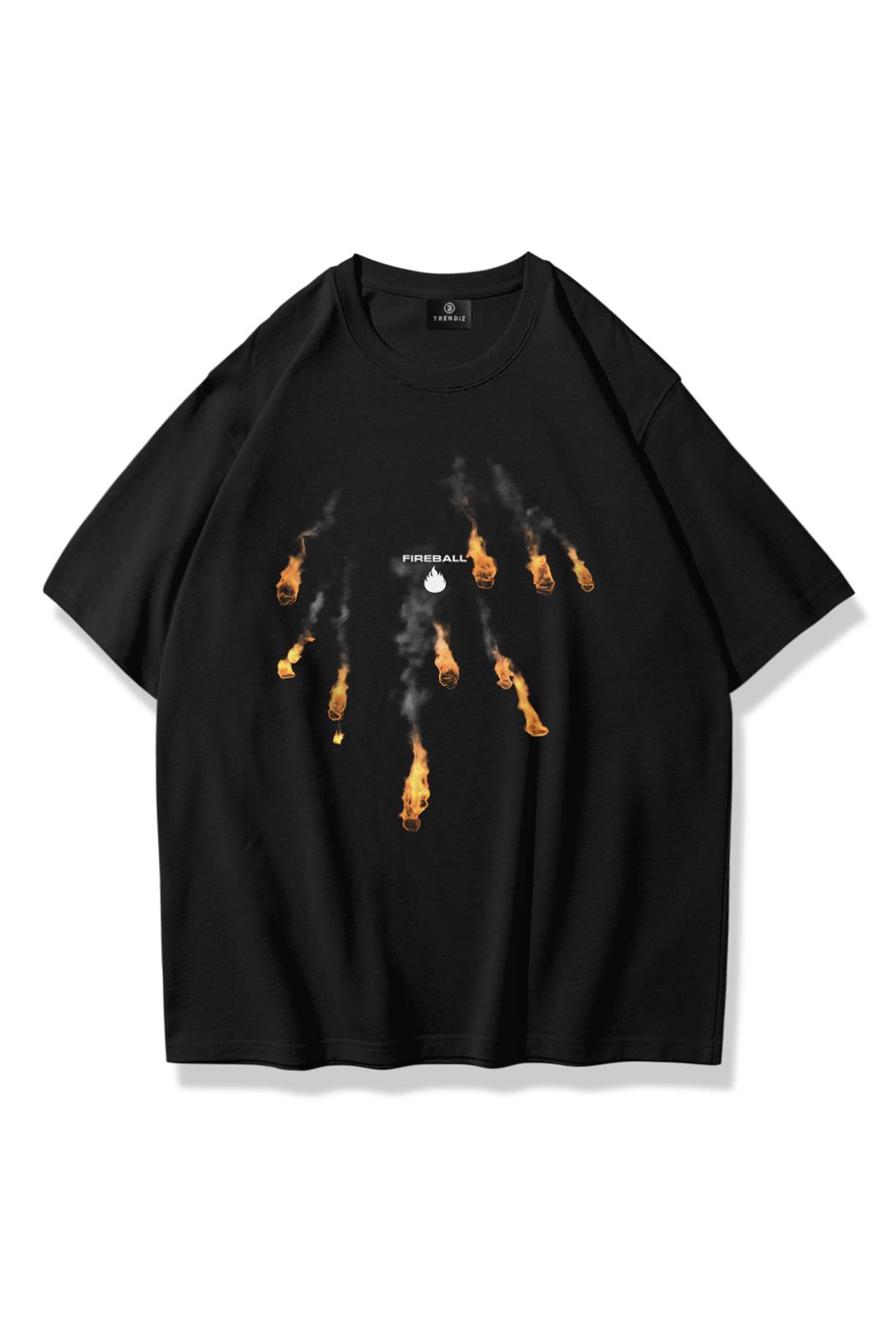 Trendiz Unisex Fireball Tshirt Siyah