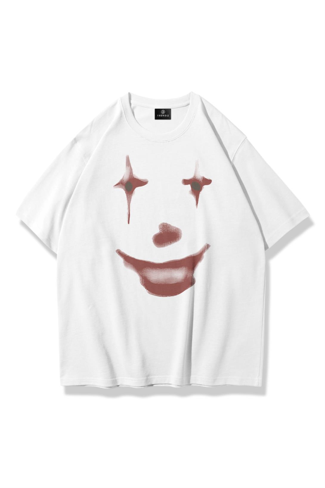 Trendiz Unisex Fun Clown Tshirt Beyaz