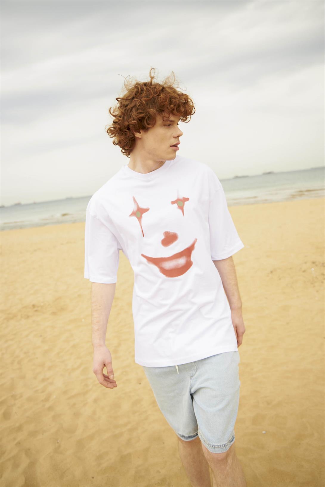 Trendiz Unisex Fun Clown Tshirt Beyaz