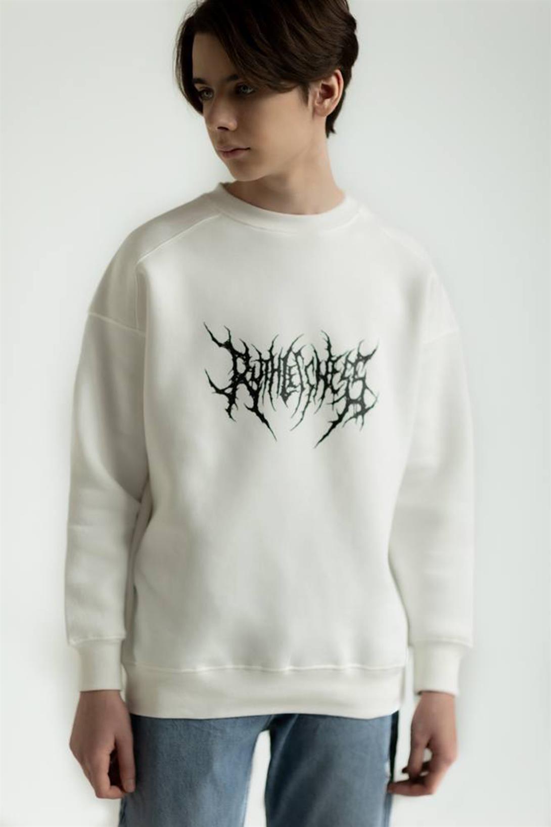 Trendiz Unisex Gothic Ruthless Bisiklet Yaka Sweatshirt Hoodie