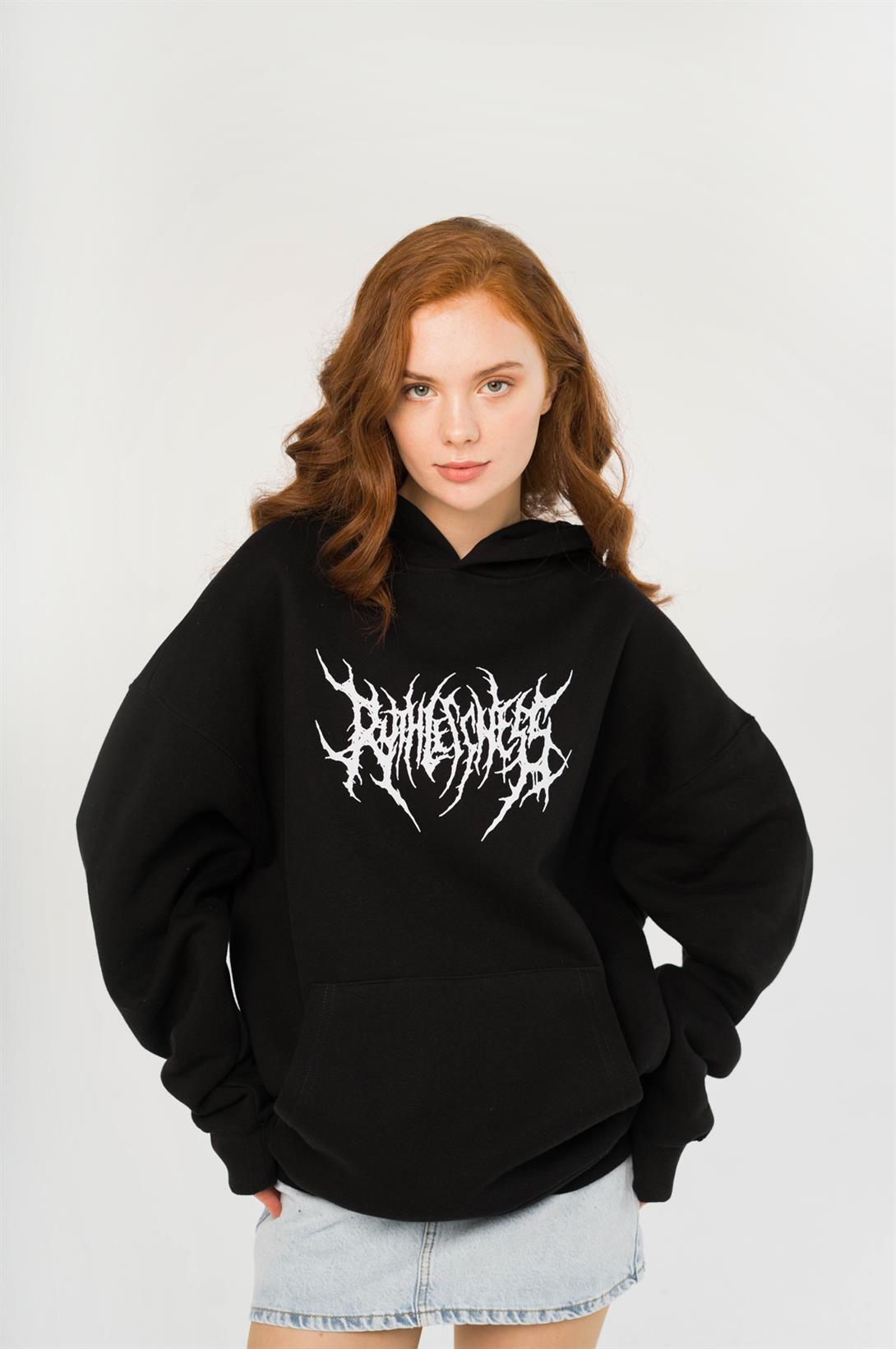 Trendiz Unisex Gothic Ruthless Sweatshirt Hoodie Siyah