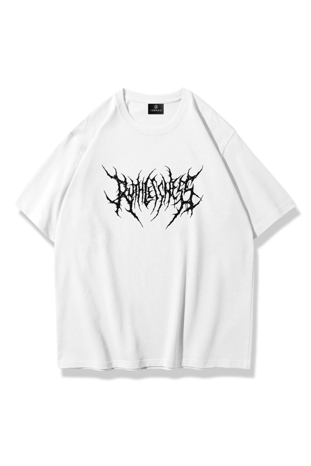 Trendiz Unisex Gothic Ruthless Tshirt Beyaz