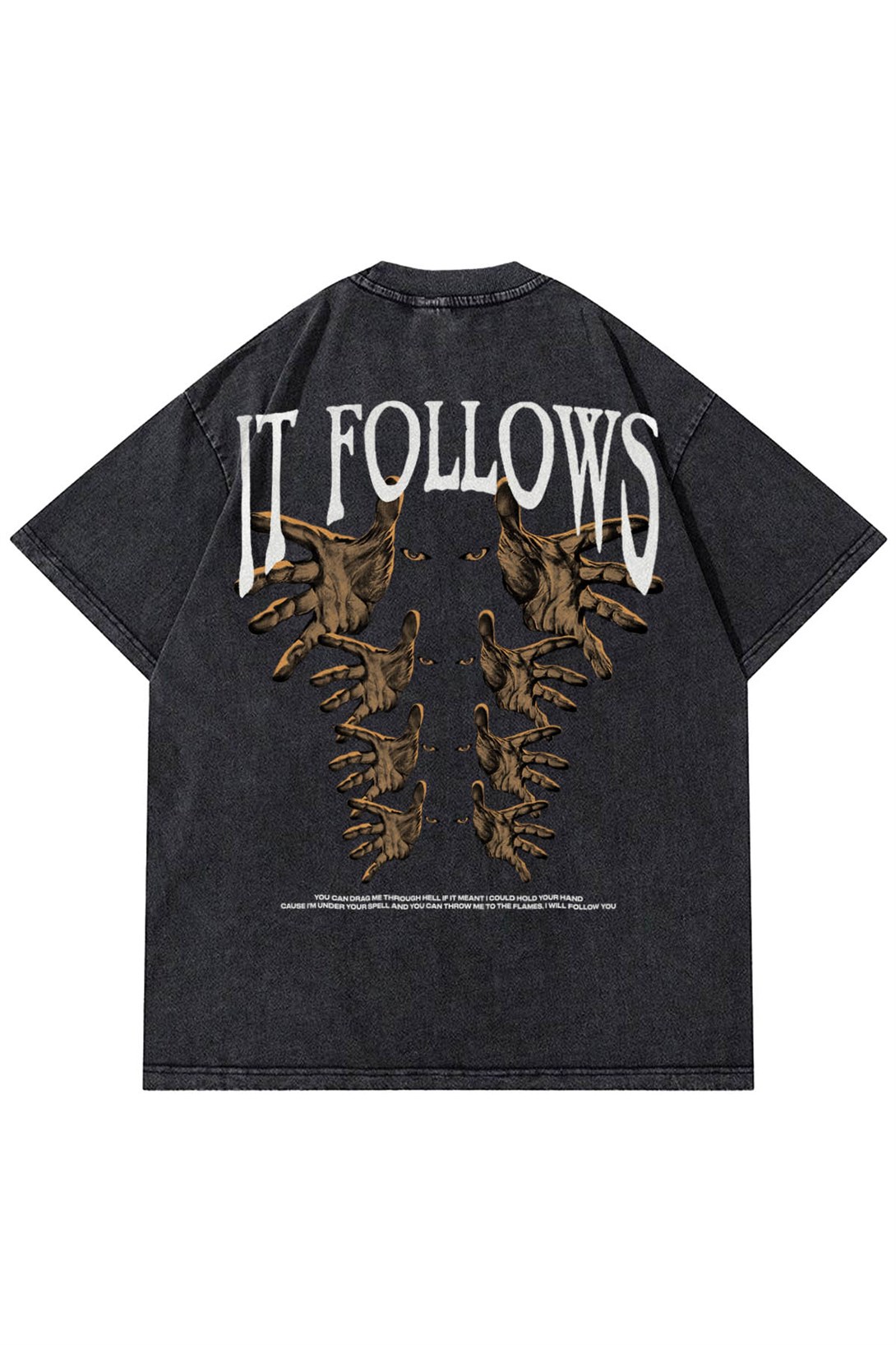 Trendiz Unisex Gri  İt Follows Yıkamalı Tshirt